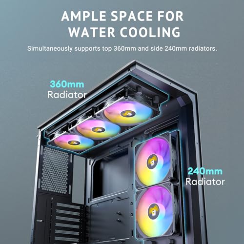 Antec C3 ARGB, 3 x 120mm & 1 x 120mm ARGB PWM Fans Included, Up to 8 Fans Simultaneously, Type-C，Seamless Tempered Glass Front & Side Panels, 360mm Radiator Support, Mid-Tower ATX PC Case