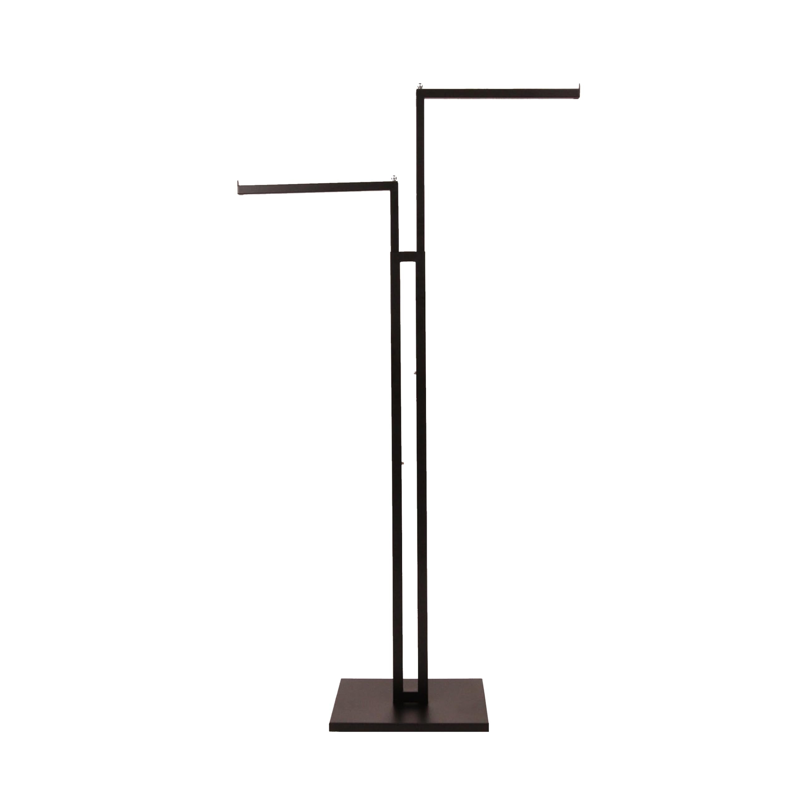 SSWBasics Black 2-Way Adjustable Clothing Rack with Straight Arms and Chrome Accents - Adjustable From 48" to 72" - Great for Retail, Restaurants, and Home Storage