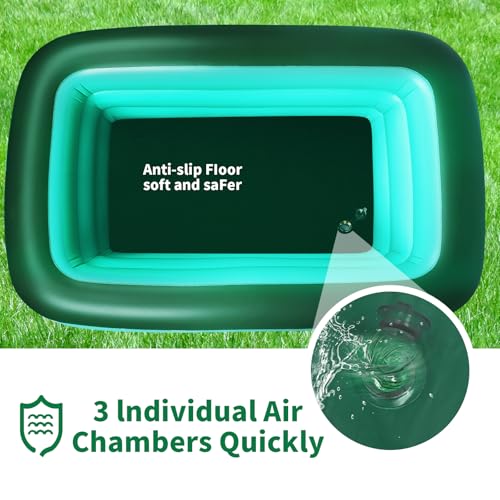 CACSPS Inflatable Swimming Pools, 48" X 35" X 14" Full-Size Inflatable Pool for Kids and Adults, Durable Family Lounge Pool, Kiddie Pool for Backyard, Garden or Indoor (Green)