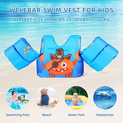 Welebar Swim Vest for Toddler, Suit for Kids 28-70 lbs, Floaties for Boys and Girls Swimming Aid, Training, Suit for Infant/Toddler/Children