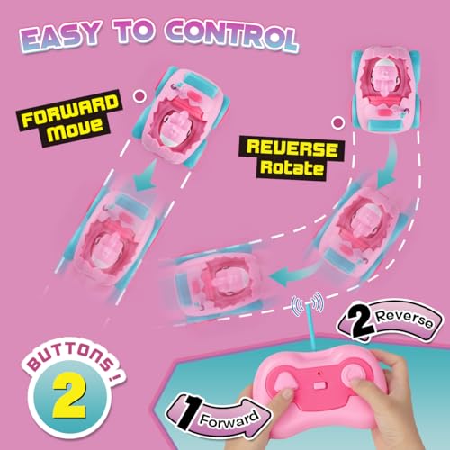 Nueplay Remote Control Car for Toddler Age 2 3 4 5, Electric RC Car Toys with Light & Music, Toddler Toys, Race Car Vehicles, Horse Figures Truck, Christmas Birthday Gift for Baby Girls, Pink