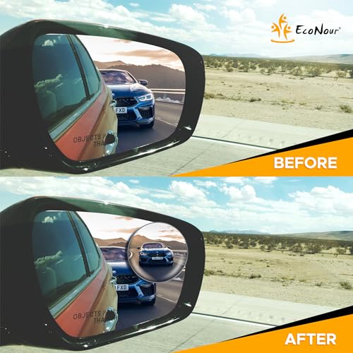 EcoNour Car Blind Spot Mirror for Car Side Mirror (2 Pack) - Convex Rear View Blind Spot Mirrors, 2" Round HD Car Side Mirror Blindspot, Wide Angle Adjustable Blindspot Mirror for Car SUVs & Trucks