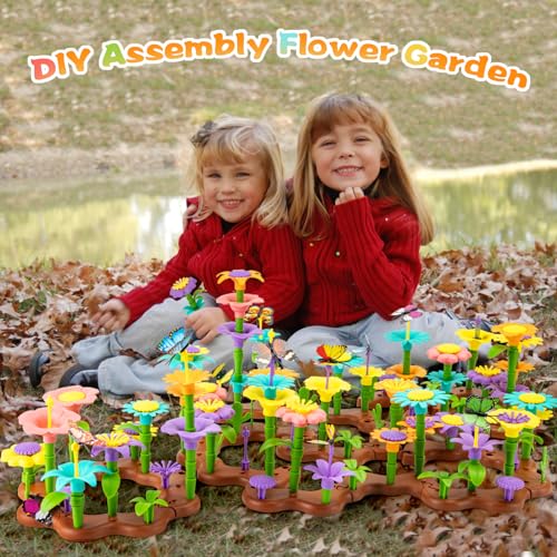 Funsland Kids Garden Toys for 3 4 5 6 7 Years Old - 272 PCS Flower Building Set for Toddler Girl Toys