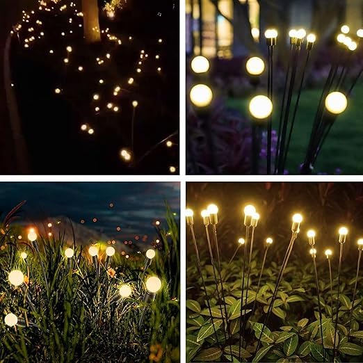 OZS 4Pack Total 32LED Solar Garden Lights - Solar Garden Lights Outdoor, Solar Firefly Lights, Sway by Wind, Solar Lights Outdoor Waterproof for Patio Pathway Decoration (Warm White)