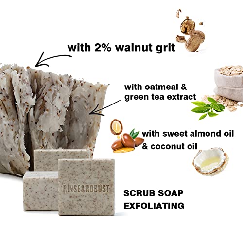 Rinse & Robust Mens Soap Bar Set 6Pcs Natural Handmade Cleansing Bar Soap Set Moisturizing&Exfoliating Scrub Soap Gift for Men All Skin Type| 6 Different Scents |3.5 oz of 6 Bars