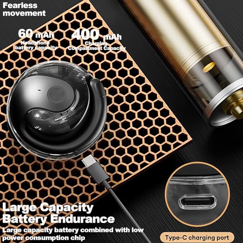 NEW Ultra Bone Conduction Earphones Open Earbuds with Immersive Audio Clear Call, Wireless Bluetooth Ear buds Stable Fit, Robust Bass, Sweat-Proof Sport Open-Ear Headphones with Mic, 48H Playtime