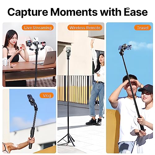 ULANZI M12 Extendable Selfie Stick for Gopro, Portable Vlog Cell Phone Tripod Stand with Phone Mount and Gopro Adapter, Mini Hand Grip Compatible with Gopro Hero 13/12/11/10/9/8/7/6/5 and Smartphone