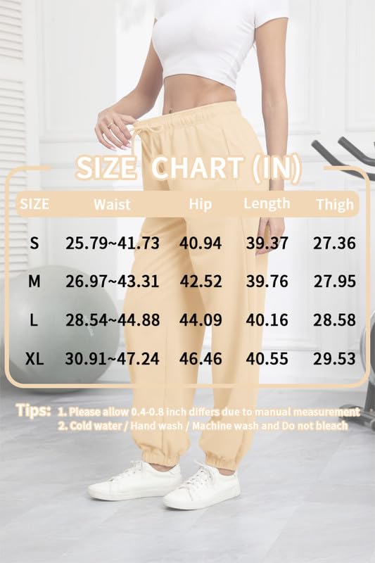Sweatpants for Women Joggers Baggy Cinch Bottom High Waisted Drawstring Gym Workout Pants with Pockets 2024 Fall Beige