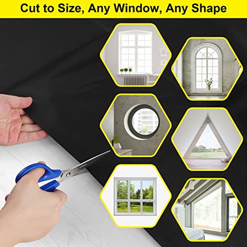 FADOTY 100% Blackout Window Cover 40" x 57" Travel Blackout Window Shades Portable Blackout Shades for Nursery Bedroom Dorm Room, No Drill Window Privacy Film, Light & UV Block for House