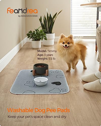 Feandrea Washable Pee Pads for Dogs, 2 Pack, Reusable Puppy Pads, 24 x 18 Inches, S, Waterproof Pet Training Pads, Leakproof, Non-Slip, Super Absorbent, for Dogs, Cats, Rabbits, Gray UPTD018G01