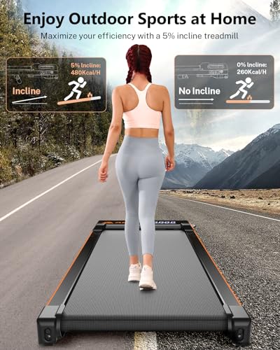 AlRHOT Walking Pad with Incline, 15° Incline Under Desk Treadmill with Remote Control, 2.5HP Walking Pad Treadmill with LED Display for Walking & Climbing at Home or Office，265LB Capacity