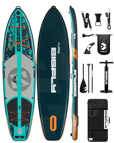 Bigfly 11'6×35" Super Wide Inflatable Stand Up Paddle Board, Ultra Stable Wide SUP for 2+1 People/Family/Big Size, Kayak Seat & Kayak Floating Paddle 4pcs
