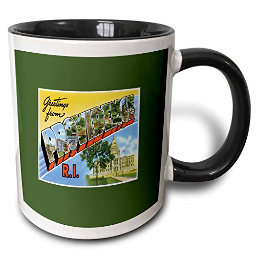 3dRose Coffee Mug, Size - 15oz - Greetings from Providence, Rhode Island Scenic Postcard Reproduction BLN Vintage US Cities and States Postcards - funny coffee cup gift