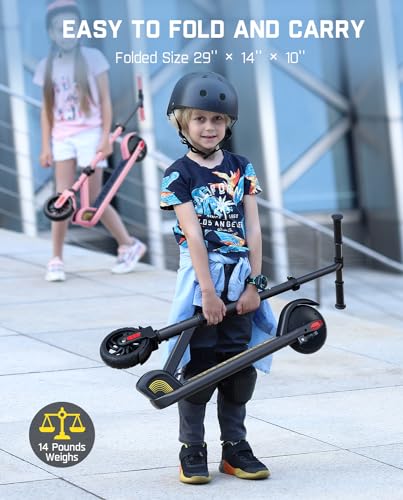 FanttikRide C9 Electric Scooter for Kids 3.9 ft - 5.2 ft, 6/10MPH, 5 Miles Range, LED Display, Adjustable Height, Foldable, Rubber Wheels, Lightweight, Scooter for Kids up to 132 lbs (Black)