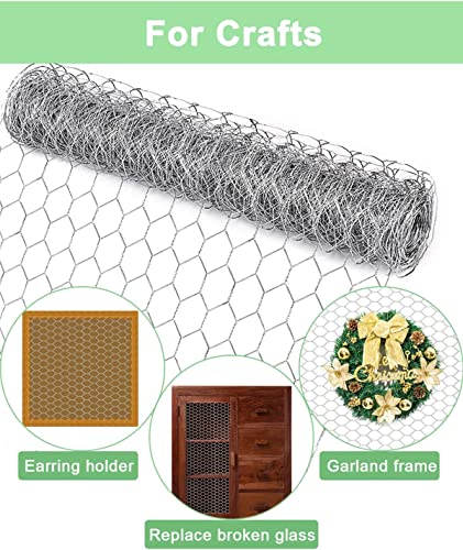 HONSREO Chicken Wire Fencing 16.9 Inch x 32.8 Ft, Poultry Wire Netting 0.6 Inch Hexagonal Galvanized Floral Fence Mesh for Pet Rabbit Coop