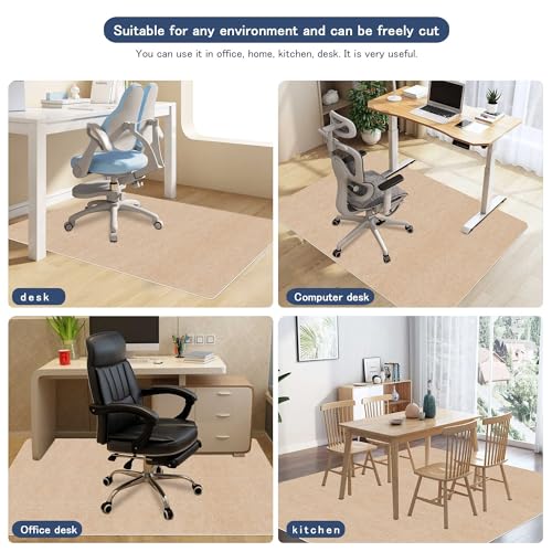 Office Chair Mat for Hardwood Floor HAODEMI Tile Non-Slip Office Computer Chair Mat for Rolling Chair Easy Clean and Flat Without Curling Anti-Slip,Beige(48"*36")