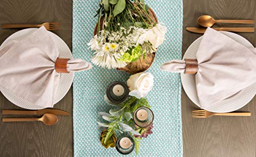 DII Woven Basics Collection 100% Cotton Knit Table Runner, 15x108, Jadeite