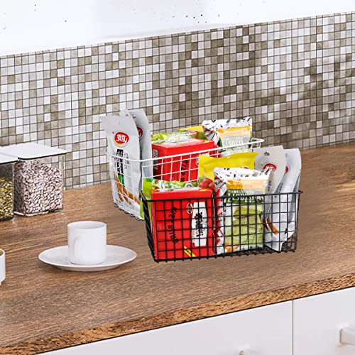 Ymeibe 2 Pack Bedside Hanging Wire Basket for Storage Bedside Caddy Hanging Organizer Bunk Bed Shelf Holder Pocket for College Dorm Room Baby Bed Rails (Black/Large)