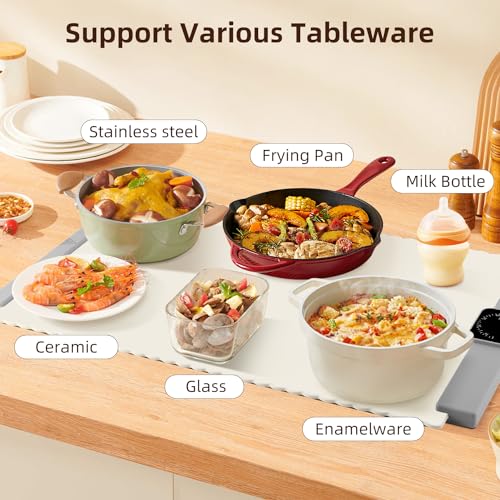 Silicone Electric Warming Tray for Food: Foldable Roll up Food Warmers for Parties Buffet with 5 Temperature Settings - Portable Fast Heating Mat for Restaurants, Home Everyday Use