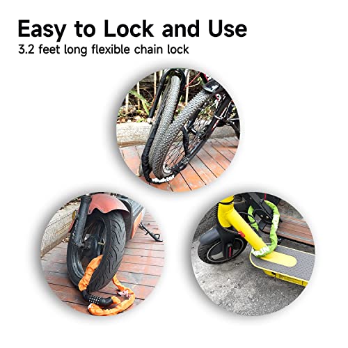 NDakter Bike Chain Lock, 5 Digit Combination Heavy Duty Anti Theft Bicycle Chain Lock, 3.2/4.27 Feet Long Security Resettable Bike Locks for Bike, Bicycle, Scooter, Motorcycle, Door, Gate, Fence