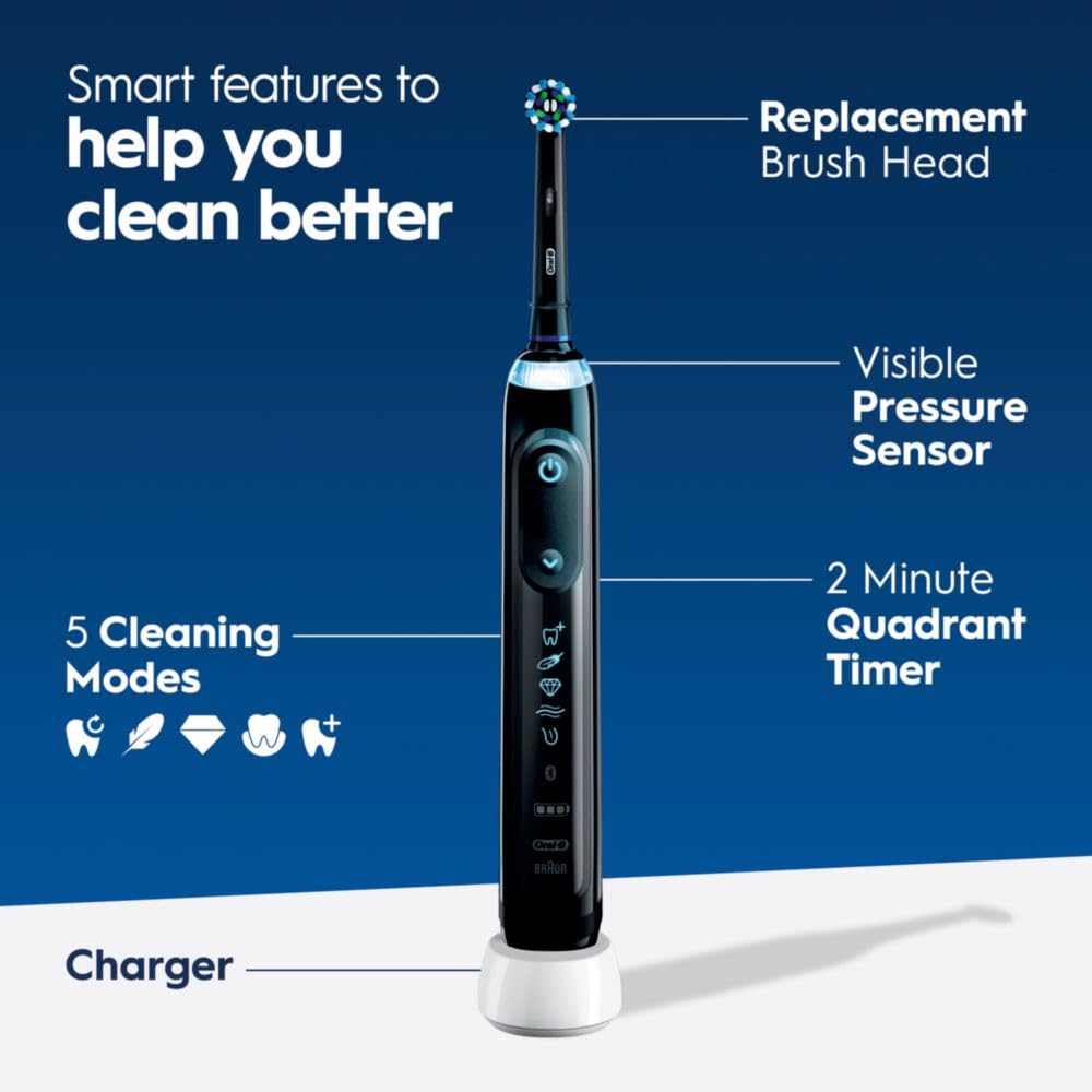 Oral-B Genius X Limited, Electric Toothbrush with Artificial Intelligence, 1 Replacement Brush Head, 1 Travel Case, Midnight Black