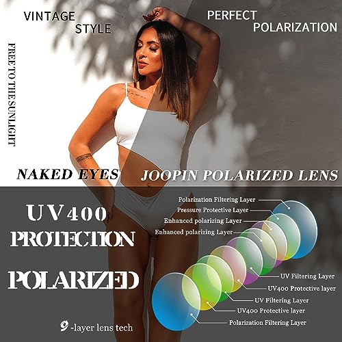 Joopin Oversized Women’s Sunglasses Polarized, Ladies Big Sunnies Sun Glasses UV Blocking, Huge Frame Shades with Dark Lens (Black+Black Red)