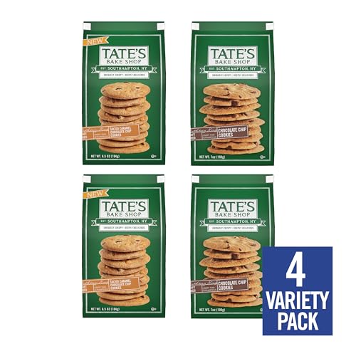 Tate's Bake Shop Cookies Variety Pack, Salted Caramel Chocolate Chip & Chocolate Chip Cookies, 4 - 7 oz Bags