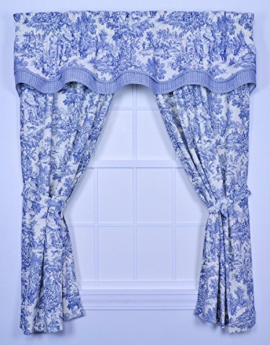 Victoria Park Toile Tie-Up Valence Window Curtain, Red