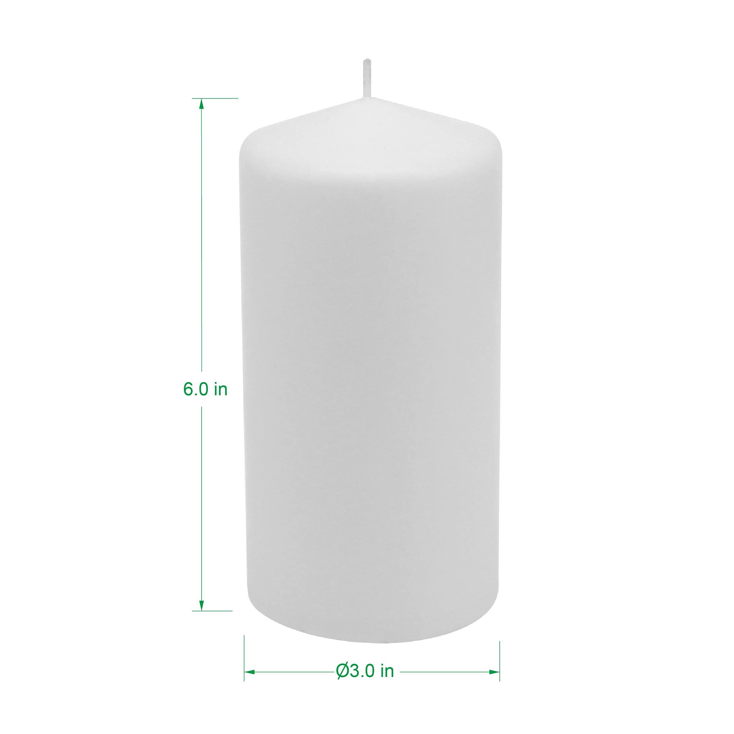 Stonebriar Tall 3x6 Inch Unscented Pillar Candles,White, 6 count