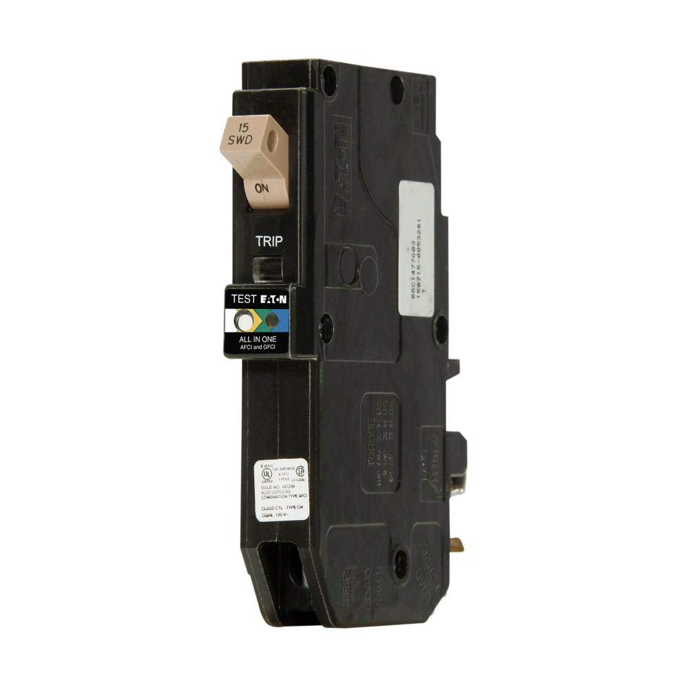 Eaton CH 15 Amp 1-Pole Dual Function (Arc Fault/Ground Fault) Plug-On Neutral Circuit Breaker