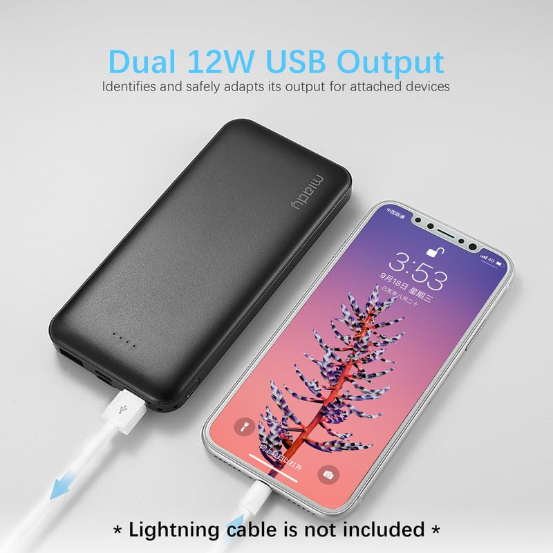 Miady 2-Pack 10000mAh Dual USB Portable Charger, USB-C Fast Charging Power Bank, Backup Charger for iPhone 15/14/13, Galaxy S23/22, Pixel and etc