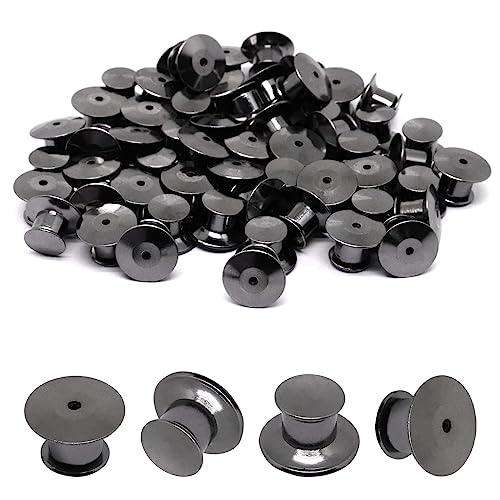 YuGtcen Locking Pin Backs, 65pcs Pin Backs Locking Enamel Pin Making Kit Pin Locking Back Pin Keeper Clasp, Metal Pin Back for Enamel Pins Brooch Lapel Pin (Black)