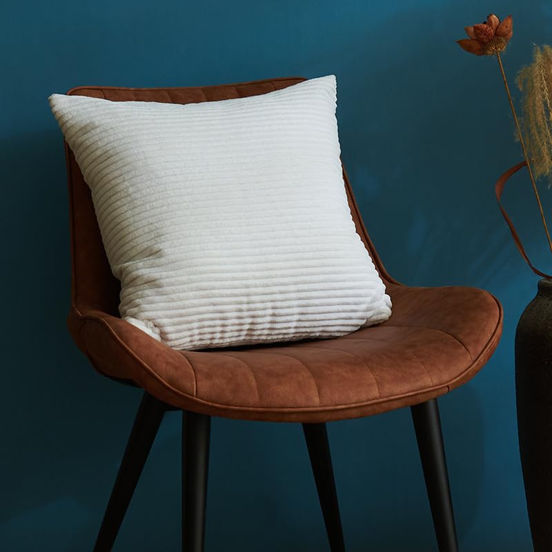 ENBAOHUI Decorative Throw Pillows Covers 18x18 Inch 4 Packs Corduroy Striped Splicing Pillowcase Square Cushion Covers for Couch Sofa Bed,18 * 18Inches 2Black/2White
