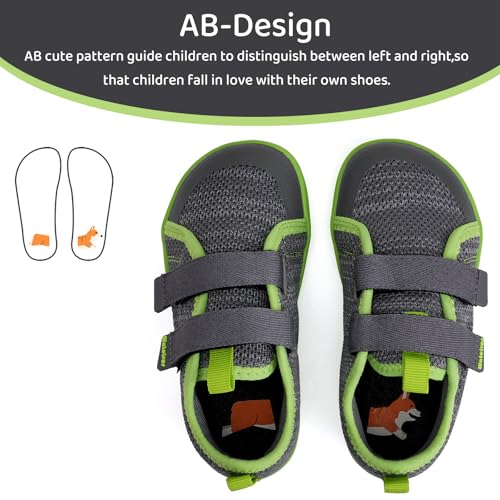 WateLves Toddler Little Kids Wide Barefoot Shoes The First Walking Shoes Girls Boys Breathable Zero Drop Minimalist Sneakers with Wide Toe Box Natural to Grow (Dark Gray, 32)