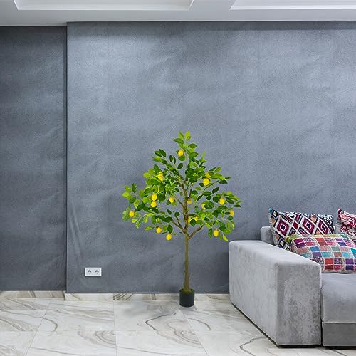 Warmplants Artificial Fiddle Leaf Fig Tree, 6ft Tall Fake Fiddle Leaves Silk Plant with Woven Basket, Decorative Faux Ficus Lyrata Tree for Indoor Outdoor Home Office Living Room