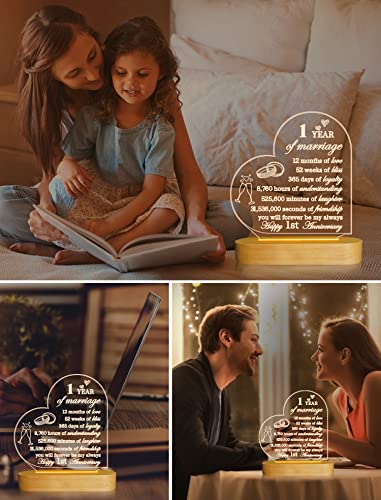 FULLOSUN Anniversary Wedding Gifts for Him/Her, I Love You Night Light 3D Illusion Lamp for Couple Wife Husband Romantic Valentines Wedding Day Present (5th)