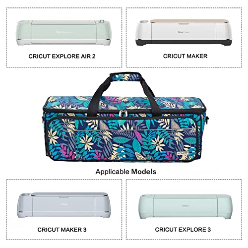 HOMEST Carrying Case with Mat Pocket for Cricut Maker 3, Cricut Explore Air 2, Cricut Maker, Cricut Explore 3, Large Front Pockets for Accessories and Supplies, Floral