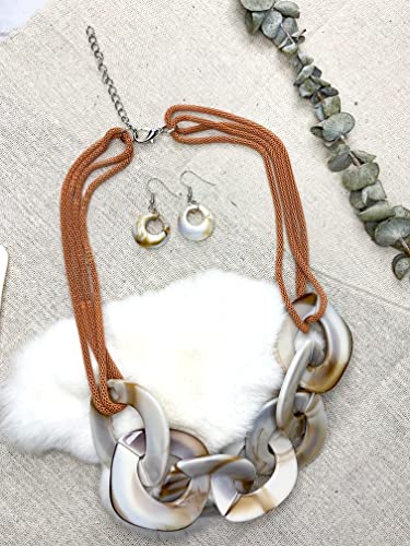 Statement Chunky Necklace Alloy Dark black Acrylic Cuban Link Chain Necklace Resin Geometric Statement Large Choker Necklaces Fashion Bib Collar Chain Necklace for Women Jewelry Adjustable for Women