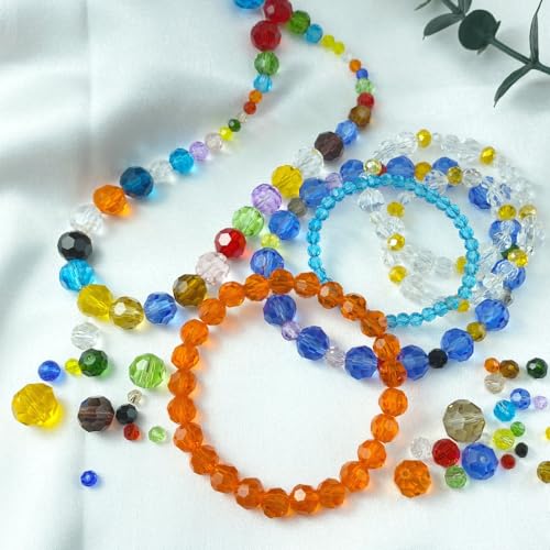 LIMAOLLY 140pcs 8mm Faceted Crystal Glass Beads Round Spacer Beads for Jewelry Making DIY Craft Making Necklace Bracelet Earring Wind Chimes Suncatchers Ornament(511-Orange)