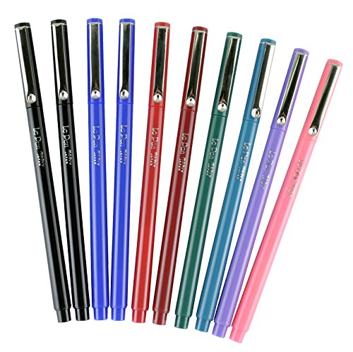 Uchida LePen Porous Point Pen, 10 Count (Pack of 1), Black, Blue, Red, Green, Pink, Lavender, Burgundy