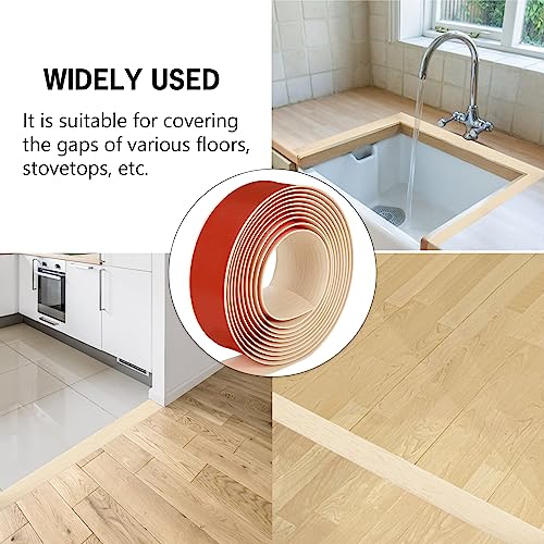 5Ft Floor Transition Strip Self Adhesive Vinyl Cover Floor Strip Flat Divider Transition Strip Wood Grain Design for Laminate Floor Gaps and Doorway Transitions (5Ft x 2 Inch, Light Brown)