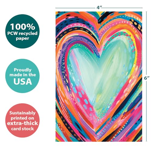 Tree-Free Greetings - Valentine's Day Greeting Cards - Artful Designs - 12 Cards + White Envelopes - Made in USA - 100% Recycled Paper - 4"x6" - Artful Heart (FS68743)