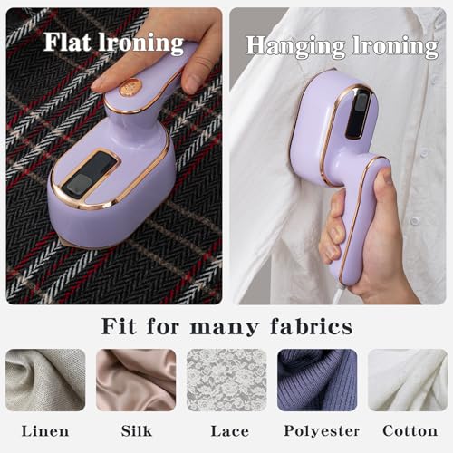 Steamer Iron For Clothes Travel Mini: Handheld Size Portable Fabric Clothing Steamers Small Hand Garment Electric Steam Ironing Machine For Clothes Travel College Dorm Home Essentials-Purple