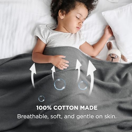 Bedsure 100% Cotton Blanket Twin XL Size for Bed - Soft Cozy Herringbone Woven Blanket for Summer, Breathable and Lightweight Thermal Blanket, Linen Beige, 66x90 inches