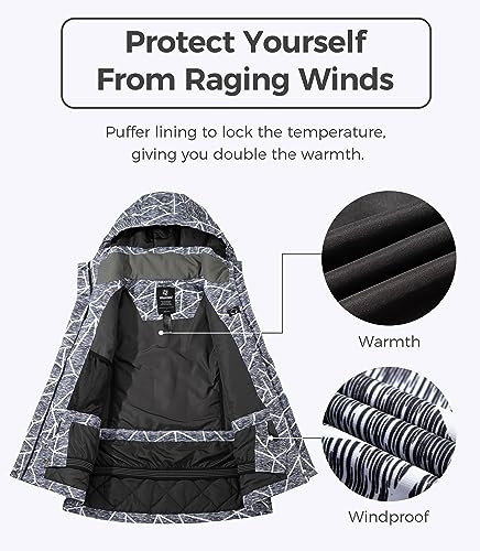 wantdo Women's Mountain Waterproof Ski Jacket Winter Warm Outdoor Snow Coat with Hood Gray S