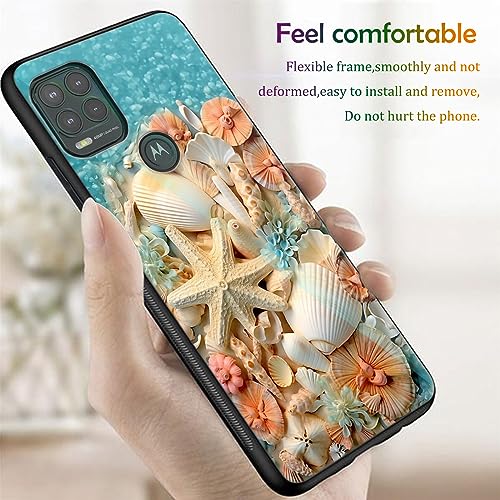 DSRGRGFDJ Designed for Motorola Moto G Stylus 5G 2021 6.8" Case,Plexiglass Back Cover+Soft Silicone TPU Bumper Shockproof Anti-Skid Protective Case,(Conch Seashells Starfish)