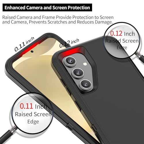 TMIDVFV Compatible with Samsung Galaxy S24 Case, with Belt Clip Holster Heavy Duty Rugged Shockproof Full Body Protection Kickstand Cover for Samsung Galaxy S24 Phone (Black)