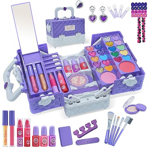 Kids Makeup Kit for Girl - 59 PCS Real and Safe Make up for Kids Girls, Washable Little Girls Makeup, Princess Toy Makeup Kit for Children, Girls Toys Age 4-12, Birthday for Girls