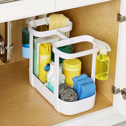 YouCopia SinkSuite Under Sink Cleaning Caddy, 2-Tier Adjustable Cleaning Supplies Organizer for Kitchen and Bathroom Organization and Storage