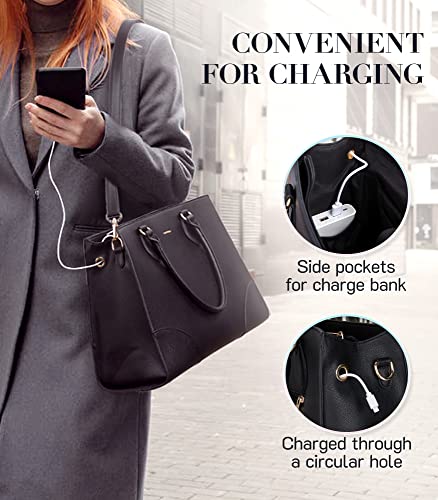 Missnine Laptop Bag 15.6 inch Work Bags for Women Professional Laptop Tote PU Leather Computer Briefcase for Office Business